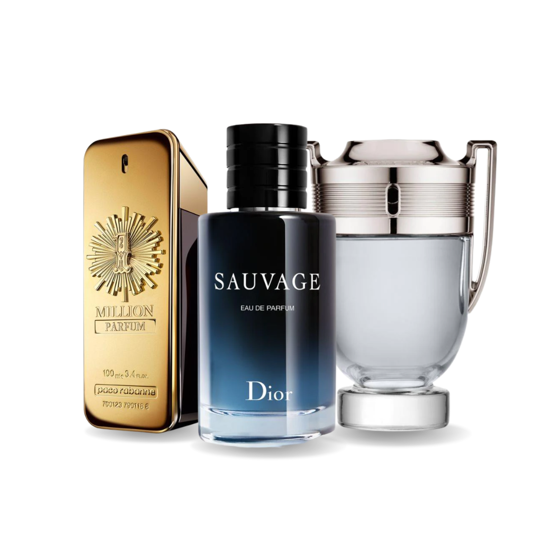 3 Parfum Combinatie - 1 Million Parfum van Paco Rabanne, Sauvage van Dior en Invictus van Paco Rabanne [100 ml elk]