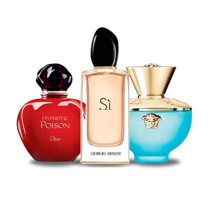 3 Parfum Combinatie - Hypnotic Poison van Dior, Si van Giorgio Armani en Dylan Turquoise van Versace [100 ml elk]