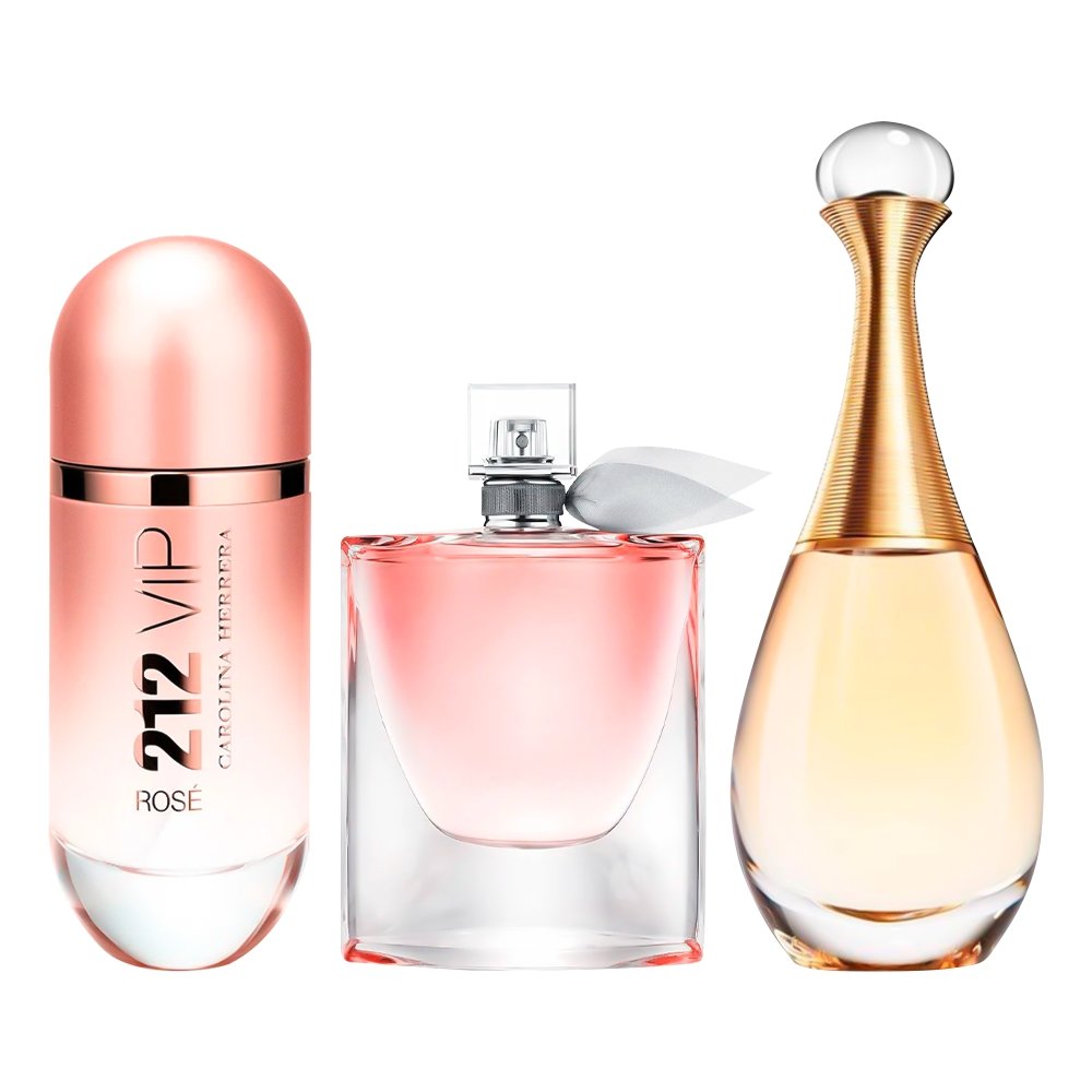 3 Parfum Combinatie - Vrouwenparfums - 212 VIP Rosé, La Vie est Belle en J'adore [100 ml elk]