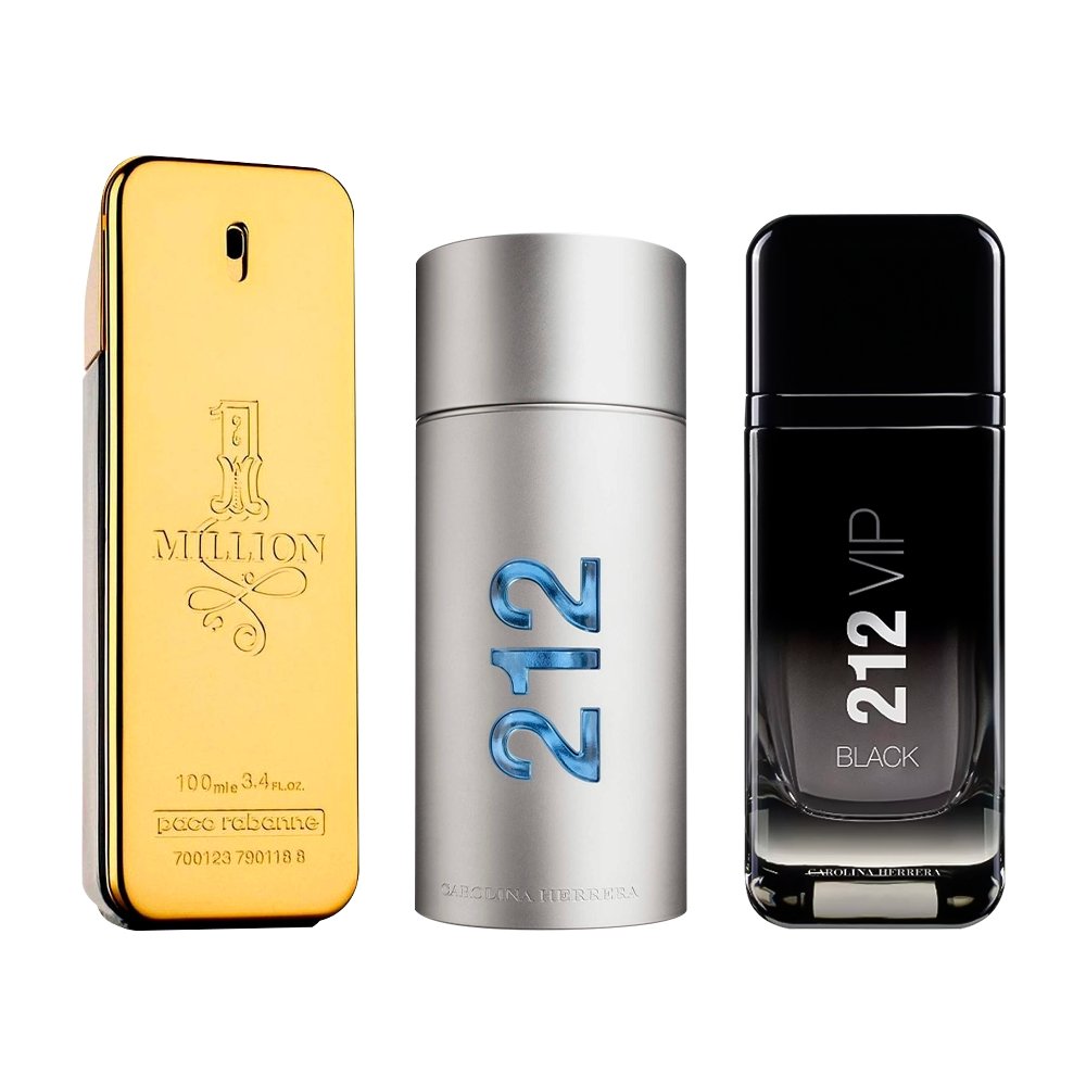 Combo van 3 Herenparfums - 1 Million, 212 MEN en 212 Black [100 ml elk]